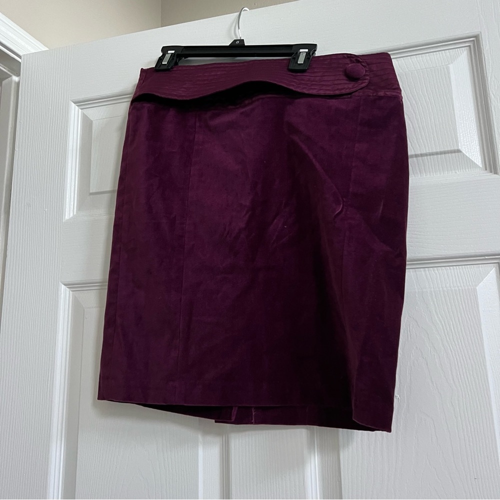 Behnaz Sarafpour Velvet Pencil Skirt Plum Size 7 Cotton Spandex